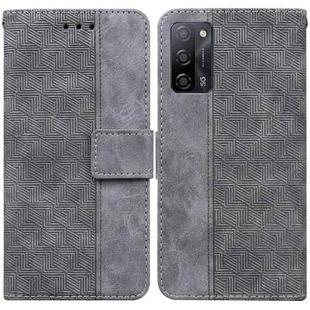 For OPPO A55 5G / A53s 5G Geometric Embossed Leather Phone Case(Grey)