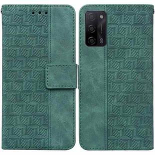 For OPPO A55 5G / A53s 5G Geometric Embossed Leather Phone Case(Green)