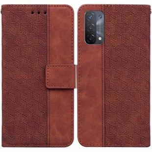 For OPPO A74 5G / A93 5G / A54 5G Geometric Embossed Leather Phone Case(Brown)