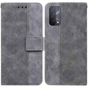 For OPPO A74 5G / A93 5G / A54 5G Geometric Embossed Leather Phone Case(Grey)