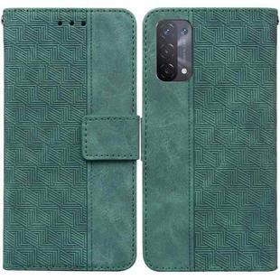 For OPPO A74 5G / A93 5G / A54 5G Geometric Embossed Leather Phone Case(Green)