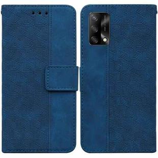 For OPPO A74 4G / F19 4G Geometric Embossed Leather Phone Case(Blue)