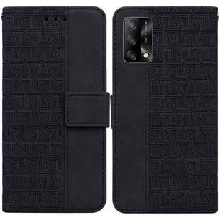For OPPO A74 4G / F19 4G Geometric Embossed Leather Phone Case(Black)