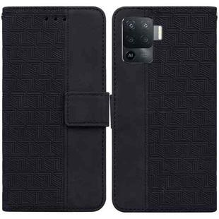 For OPPO A94 4G / F19 Pro / Reno5 F Geometric Embossed Leather Phone Case(Black)