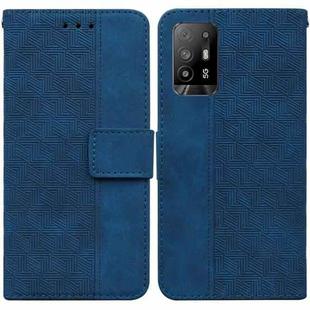 For OPPO A94 5G / F19 Pro+ 5G / Reno5 Z Geometric Embossed Leather Phone Case(Blue)