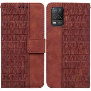 For OPPO Realme 8 5G / Realme V13 5G Geometric Embossed Leather Phone Case(Brown)