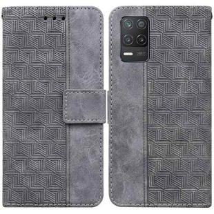 For OPPO Realme 8 5G / Realme V13 5G Geometric Embossed Leather Phone Case(Grey)