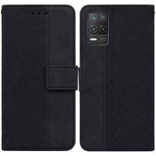 For OPPO Realme 8 5G / Realme V13 5G Geometric Embossed Leather Phone Case(Black)