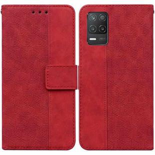 For OPPO Realme 8 5G / Realme V13 5G Geometric Embossed Leather Phone Case(Red)