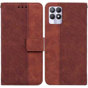 For OPPO Realme 8i Geometric Embossed Leather Phone Case(Brown)