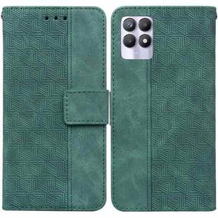 For OPPO Realme 8i Geometric Embossed Leather Phone Case(Green)