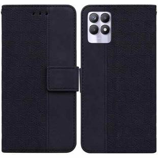 For OPPO Realme 8i Geometric Embossed Leather Phone Case(Black)