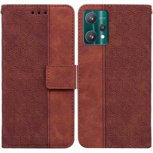 For OPPO Realme 9 Pro Geometric Embossed Leather Phone Case(Brown)