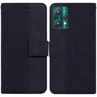 For OPPO Realme 9 Pro Geometric Embossed Leather Phone Case(Black)