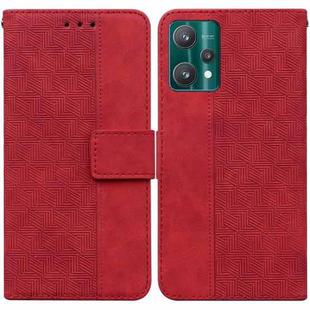 For OPPO Realme 9 Pro Geometric Embossed Leather Phone Case(Red)