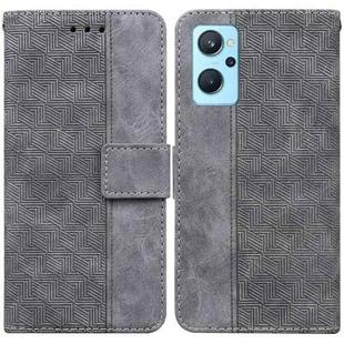 For OPPO Realme 9i / A76 4G / A36 Geometric Embossed Leather Phone Case(Grey)