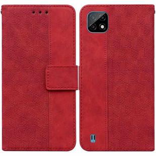 For OPPO Realme C20 / C11 2021 Geometric Embossed Leather Phone Case(Red)