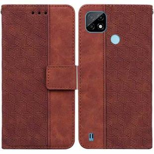 For OPPO Realme C21 Geometric Embossed Leather Phone Case(Brown)