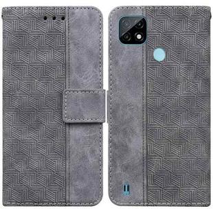 For OPPO Realme C21 Geometric Embossed Leather Phone Case(Grey)