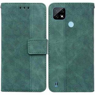 For OPPO Realme C21 Geometric Embossed Leather Phone Case(Green)