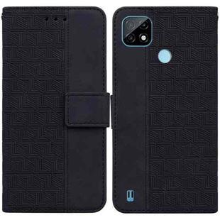 For OPPO Realme C21 Geometric Embossed Leather Phone Case(Black)