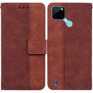 For OPPO Realme C21Y Geometric Embossed Leather Phone Case(Brown)