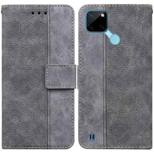 For OPPO Realme C21Y Geometric Embossed Leather Phone Case(Grey)