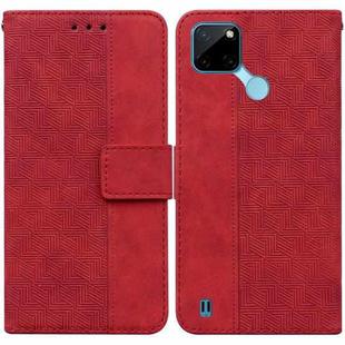 For OPPO Realme C21Y Geometric Embossed Leather Phone Case(Red)