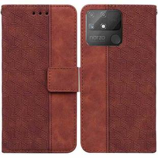 For OPPO Realme Narzo 50A Geometric Embossed Leather Phone Case(Brown)