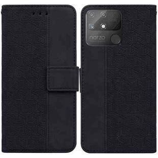 For OPPO Realme Narzo 50A Geometric Embossed Leather Phone Case(Black)