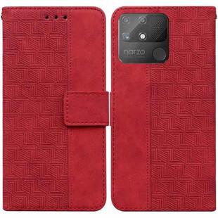 For OPPO Realme Narzo 50A Geometric Embossed Leather Phone Case(Red)