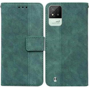 For OPPO Realme Narzo 50i Geometric Embossed Leather Phone Case(Green)