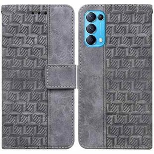 For OPPO Reno5 Pro 5G Geometric Embossed Leather Phone Case(Grey)