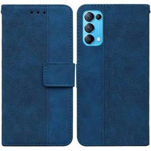 For OPPO Reno5 Pro 5G Geometric Embossed Leather Phone Case(Blue)