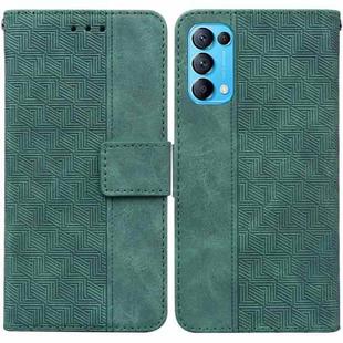 For OPPO Reno5 Pro 5G Geometric Embossed Leather Phone Case(Green)