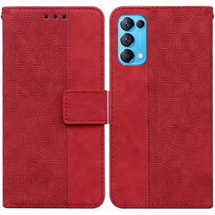 For OPPO Reno5 Pro 5G Geometric Embossed Leather Phone Case(Red)