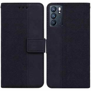 For OPPO Reno6 5G Geometric Embossed Leather Phone Case(Black)