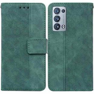 For OPPO Reno6 Pro+ 5G Geometric Embossed Leather Phone Case(Green)