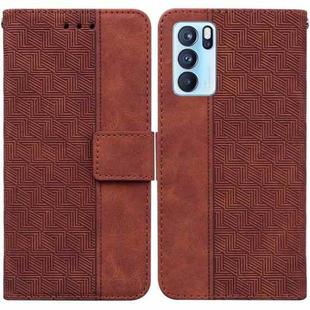 For OPPO Reno6 Pro 5G Geometric Embossed Leather Phone Case(Brown)