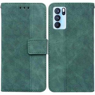 For OPPO Reno6 Pro 5G Geometric Embossed Leather Phone Case(Green)