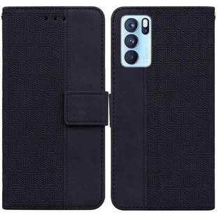 For OPPO Reno6 Pro 5G Geometric Embossed Leather Phone Case(Black)