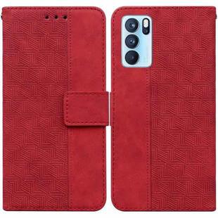 For OPPO Reno6 Pro 5G Geometric Embossed Leather Phone Case(Red)