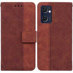 For OPPO Reno7 5G / Find X5 Lite Geometric Embossed Leather Phone Case(Brown)