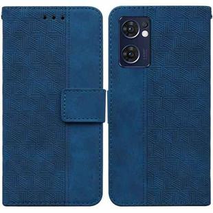 For OPPO Reno7 5G / Find X5 Lite Geometric Embossed Leather Phone Case(Blue)