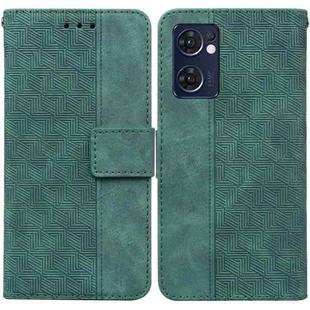 For OPPO Reno7 5G / Find X5 Lite Geometric Embossed Leather Phone Case(Green)