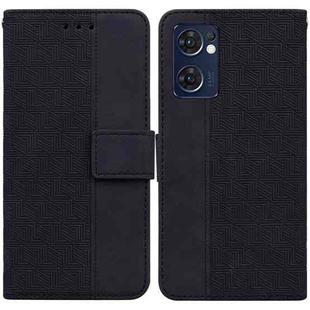 For OPPO Reno7 5G / Find X5 Lite Geometric Embossed Leather Phone Case(Black)