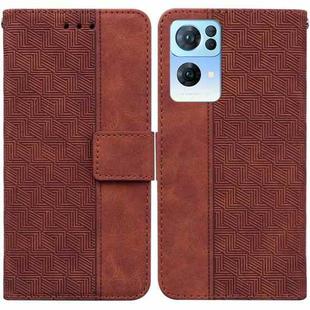 For OPPO Reno7 Pro 5G Geometric Embossed Leather Phone Case(Brown)