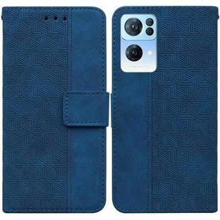 For OPPO Reno7 Pro 5G Geometric Embossed Leather Phone Case(Blue)