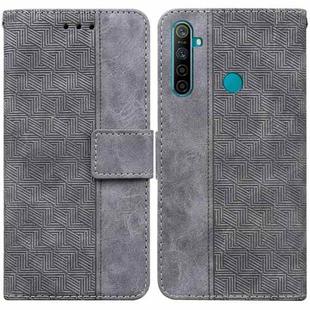 For OPPO Realme 5 / 5s / 6i Geometric Embossed Leather Phone Case(Grey)