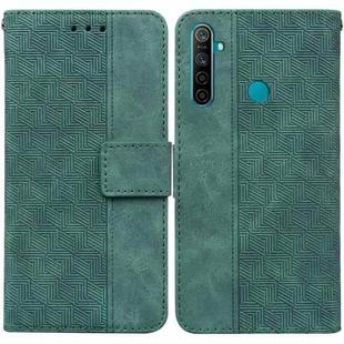 For OPPO Realme 5 / 5s / 6i Geometric Embossed Leather Phone Case(Green)